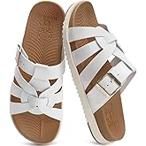 KuaiLu Gladiator Sandals for Women with Comfortable Arch Support Summer Beach Vacation Walking Travel Fisherman Slides Boho Outfits Flats Slip on Cushion Shoes Indoor Outdoor