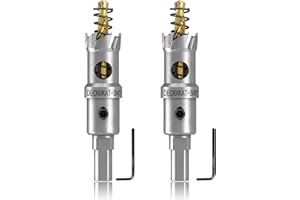 DECKRKAT 2-Pack 3/4" TCT Hole Saws for Hard Metal, Heavy Duty 19mm Tungsten Carbide Tipped Hole Cutters Set with Spring-Loaded Pilot Drill Bits for Stainless Steel, Metal, Iron, and Plastic
