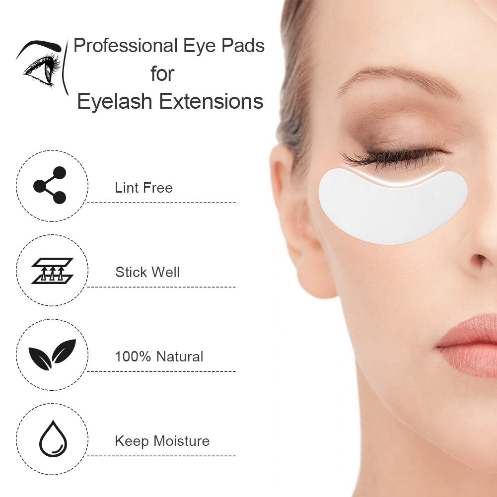 Fiezkaa 100 Pairs Eyelash Extension Eye Pads - Lash Extension Under Eye Gel Pad - 100% Natural Lint Free Hydrogel Eye Patch with Clear Makeup Bag: Beauty
