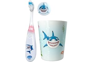 Lily's Home Kids Flashing Timer Toothbrush Kids with Soft Bristles, Rising Cup & Cover - Fun 2-Min Light-Up Brushing for Chil