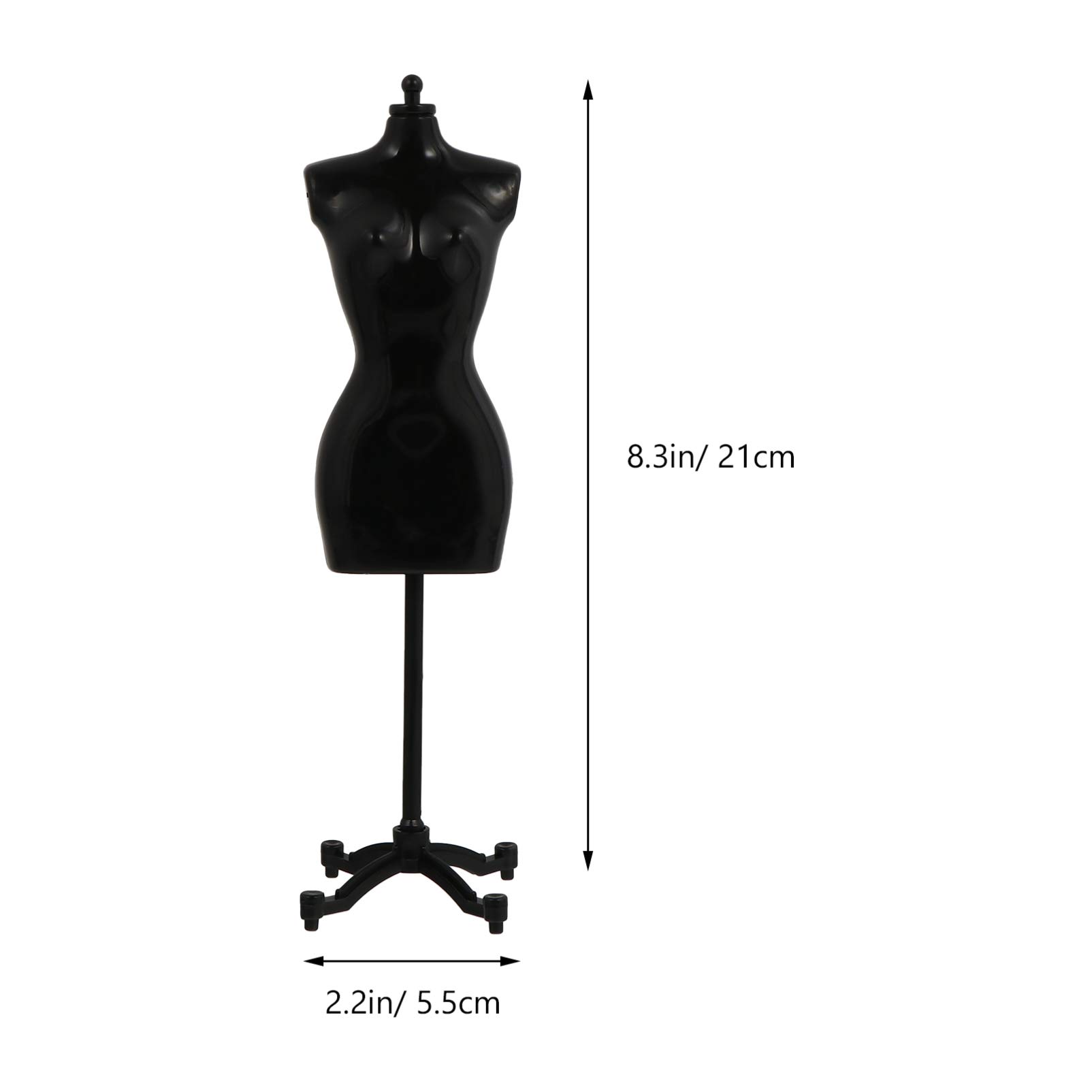 6pcs Doll Dress Form: 8.26×2.16×1.57 inches Mini Mannequin Model Stand for Doll Display Holder Toy Stand Display Support White and Black