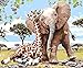 5D Diamond Painting by Number Kit, Full Drill The Giraffe and The Elephant Rhinestone Embroidery Cross Stitch Supply Arts Craft Canvas Wall Decor