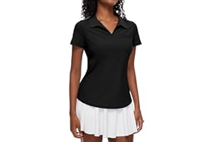 Loovoo Womens Golf Shirts Short Sleeve Collared V-Neck Casual Polos Quick Dry Workout Tennis Tops