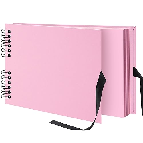 Remowith 29 x 21.5 cm 40 Pages DIY Scrapbook Photo Album Hardcover Kraft Blank Page Memory Book for Wedding Anniversary Family Baby Pink