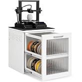 3D Printer Stand, Sturdy 3D Printer Table Cabinet with Filament Storage, with Power Strip, Noise Reducing mat, 150 LBS Printer Table, Filament Storage Stand Desk (White)