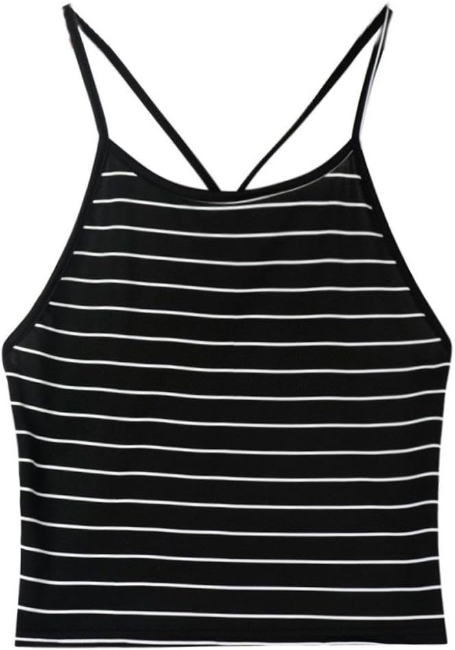 Handyulong Women Shirts Teen Girls Sleevelss Casual Summer Stripe Lace Up Cami Tank Tops Vest Blouse