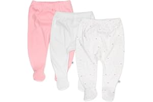HonestBaby Unisex-Baby 3-Pack Footed Pants Roomy Fit Pull on Bottoms 100% Organic Cotton for Infant Baby Boys, Girls, Unisex