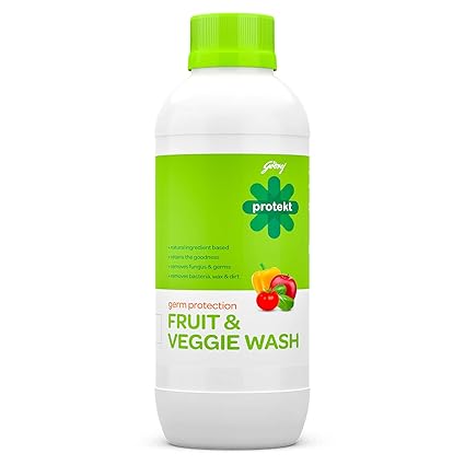Godrej Protekt Germ Protection Fruit & Veggie Wash (500ml)-Natural Ingredient Based, Removes Germs, Bacteria, Fungus, Wax & Dirt