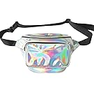 Orfila Waist Bag PVC Transparent Laser Waterproof Fanny Pack Bum Bags for Concert or Rave, Reflective Silver