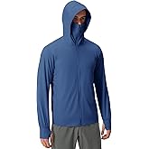 Locachy Men's UPF 50+ Sun Protection Jacket Hooded Lightweight Full Zip Long Sleeve Cooling Hiking Fishing Performance Shirts