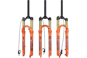 BOLANY 26/27.5/29inch Bike Suspension Fork 120mm Travel 28.6mm (1-1/8inch)*220mm Thread-Less Straight Steerer 9mm QR*100mm Spacing Disc Brake Version MTB Air Forks