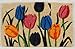 Natural Multi Tulip Design Indoor Outdoor Woven Coir Mat, 18 by 30 by 1-inch, Front Door Welcome Mat for Entryways