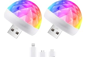 Orlabno USB Mini Disco Ball Sound Activated Party Light, Stocking Stuffers for Kids - Create a Festive Atmosphere with This Karaoke Bar Party Decoration Light, Ideal for Halloween and Christmas(2PACK)