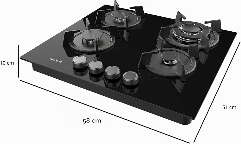 Table de Cuisson à Gaz 4 Feux Bolero Squad GN 4200S Glass Black