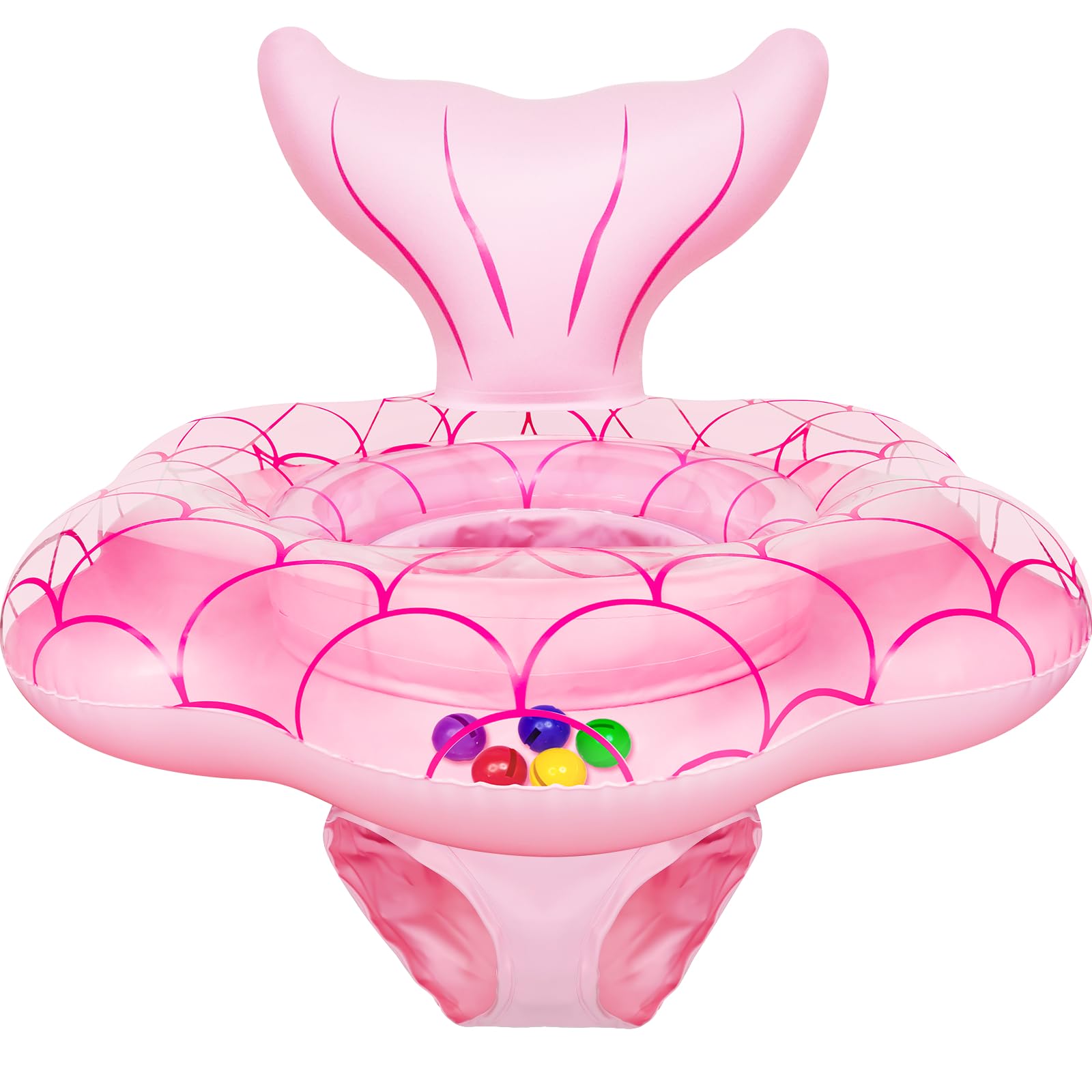 25.6" Extra-Wide Baby Pool Float for 6-36 Months, Anti-Flip Safety Mermaid Toddler Swimming Float, Inflatable Swim Trainer, Infant Swim Floats, Toddler Floaties, Kids Beach Toys Summer Essentials