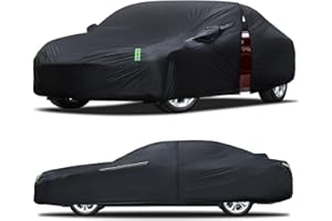 QUALENCEY Car Cover Waterproof All Weather for Automobiles, Size A4 Universal Fit for Sedan Dodge Charger, Lincoln mkz, Hyundai Genesis, Ford Taurus, Buick Lacrosse, Mercedes Benz S-Class etc.(199 to 208 inch)