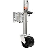 YOMILINK 2000 lbs Trailer Jack with Dual Wheel, Heavy Duty Swivel Boat Jack | 12" Lift, Bolt-on Tongue Trailer Jacks for RV Boat Trailers, Silver