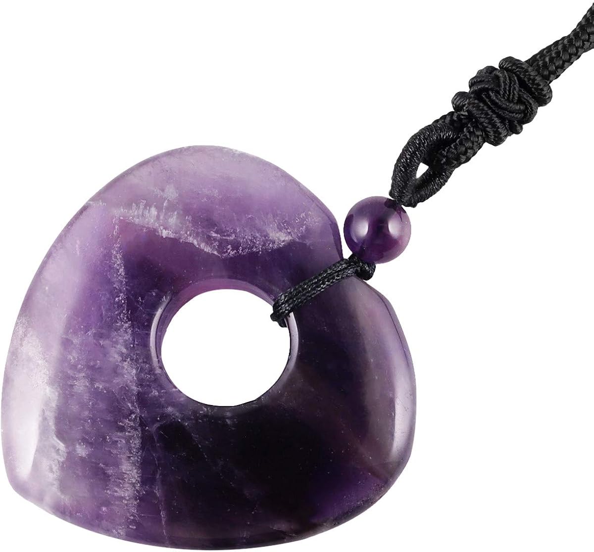 Nupuyai Healing Crystal Heart Pendant Necklace for Women Natural Polished Stone Pendant with Adjustable Cord, 70cm Amethyst - Image 3