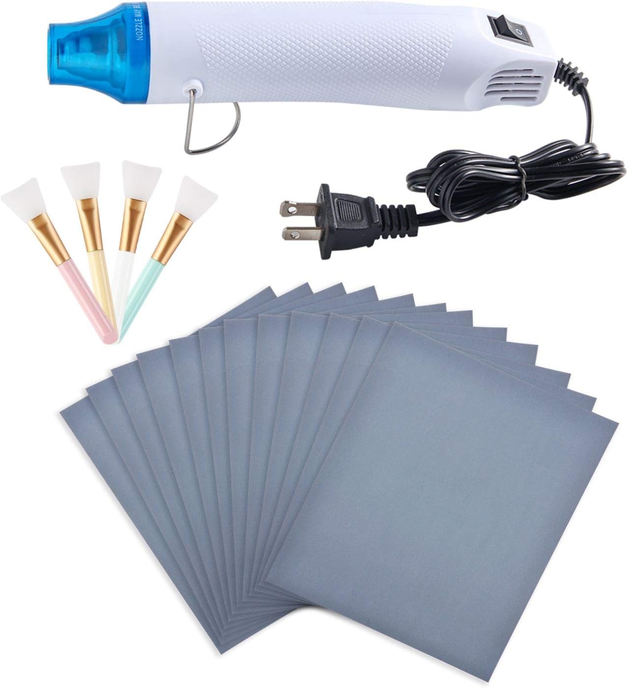 Yaromo Bubble Buster Tools for Making Epoxy Glitter Tumblers, Heat Gun for DIY Acrylic Resin Cups Tumblers to Remove Air Bubbles, 4 Pieces Magic Epoxy Brushes for Even Smooth, 12 Pieces Epoxy Sanding