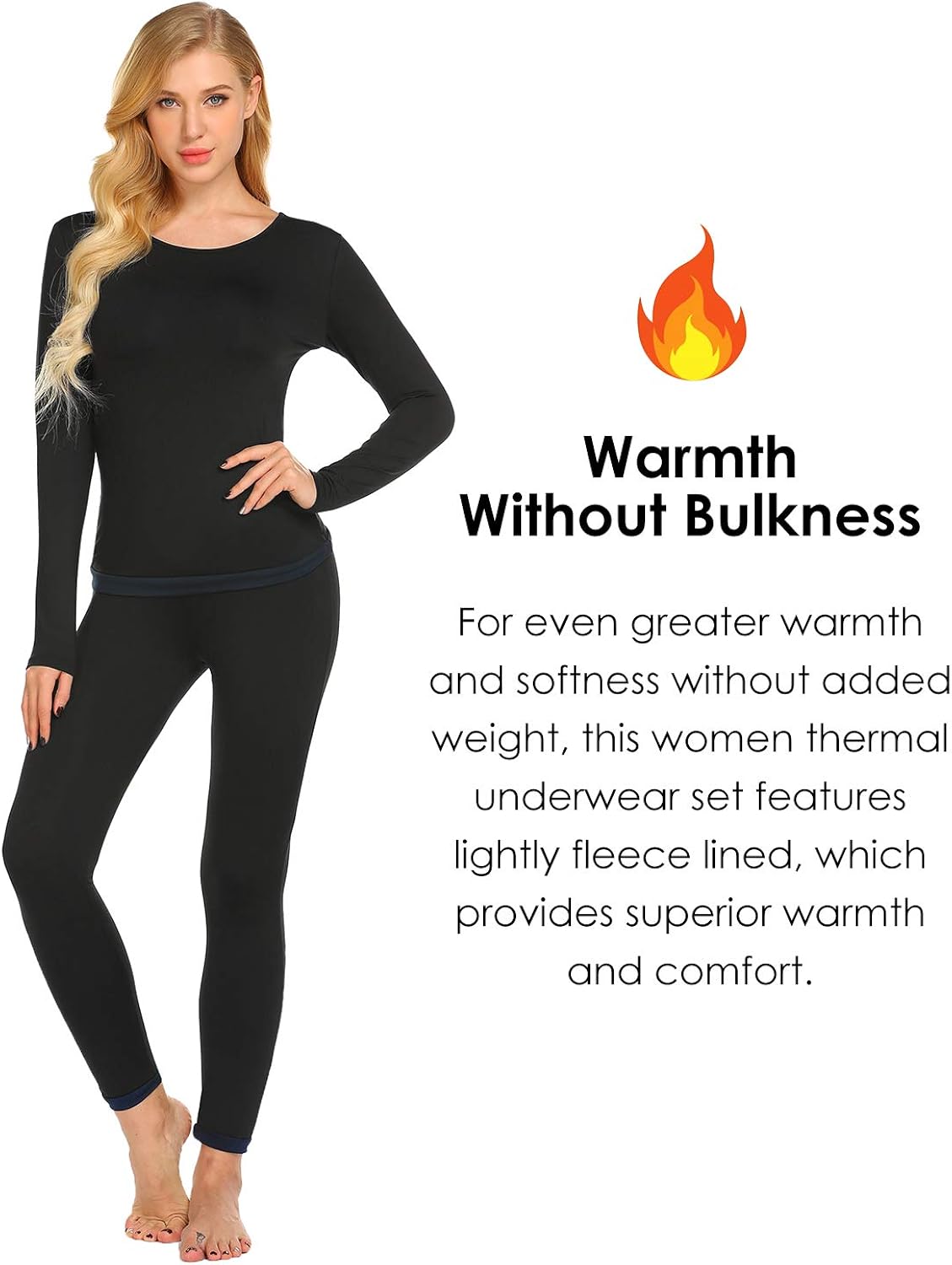 Ekouaer Women's Thermal Underwear Sets Micro Fleece Lined Long Johns Base Layer Thermals 2 Pieces Set at  Women’s Clothing store