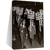 Beer Poster Vintage Prints Beer Prohibition Wall Art for Men, Bar Art Vintage Posters, Prohibition Decor Funny Wall Art Picture Poster, Black and White Photos for Home Bar Cafe Dorm Funny Gift for Men