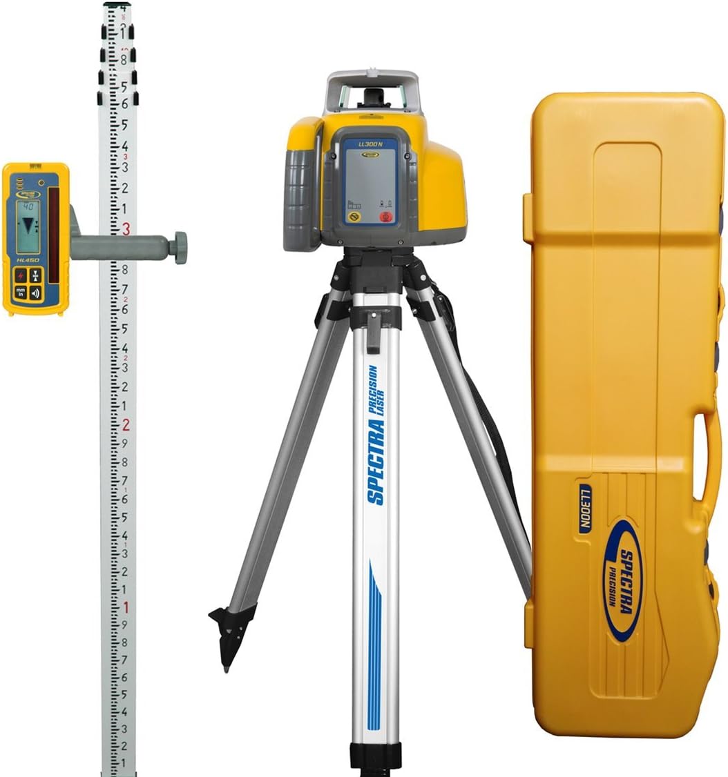 Spectra Precision LL300N-6 LL300N System Case Package with HL450, Remote, Tripod and 5 m Rod, Yellow