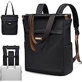 GOLF SUPAGS Convertible Laptop Backpack for Women Casual Daypack Notebook Tote Bag for Work College Travel Leisure (Black)