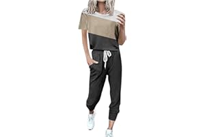 jxsoyen 2 Piece Outfits for Women Crewneck Long Sleeve Tops Long Pants Lounge Sets with Drawstring Tracksuit Jogger Sets