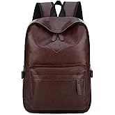 JINGTIANCD Mens Leather 16.1 inch Laptop Bag Travel Casual Computer Backpack College Business Work Shoulder Bags Waterproof