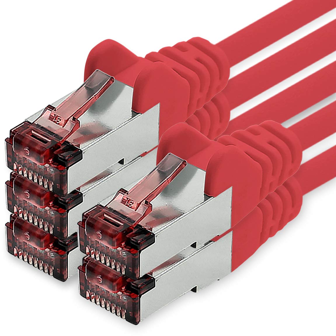 freiwerk Network cable Cat.6 1m red - 5 x Ethernet cable Lankabel Cat6 Lan network cable Sftp Pimf patch cable 1000 Mbit s
