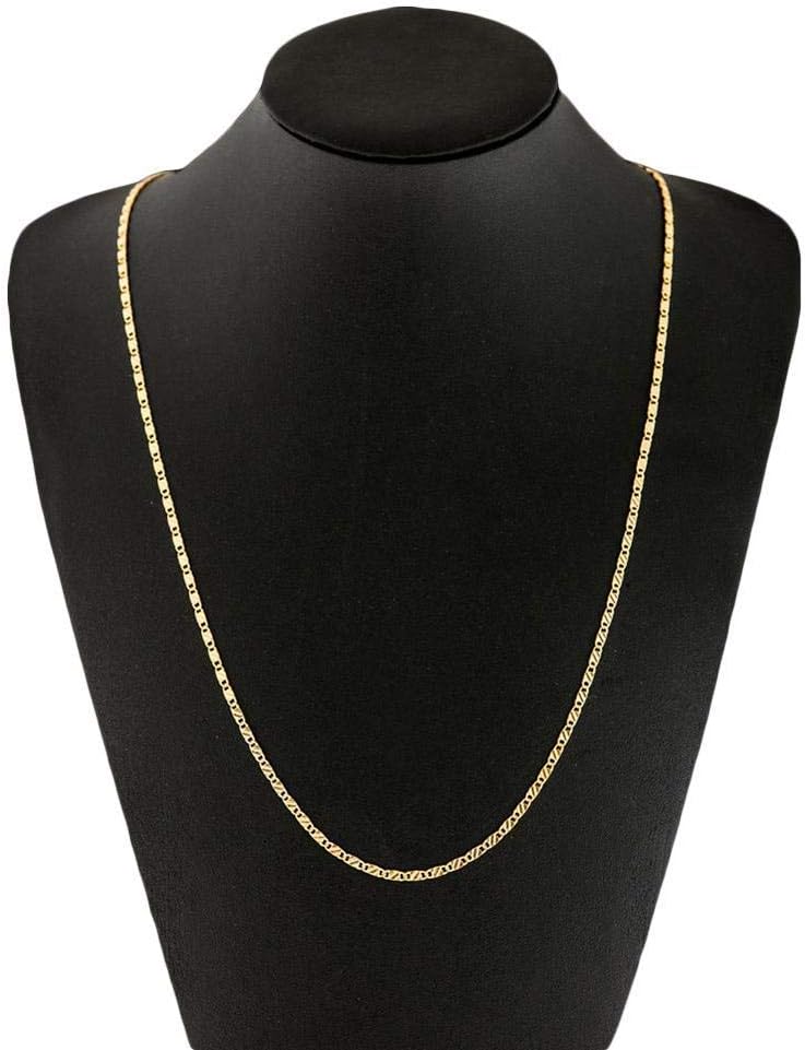 zhuyu Flat Chain Necklace Jewelry, Stainless Steel - 18K Gold Plated Chain Necklace for Women 20inch, 22inch, 24inch, 26inch