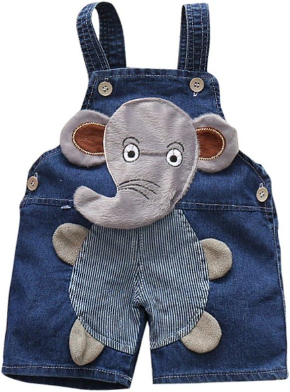 Toddler Baby Dungarees, Jeans Overalls Jumpsuit for Boys Girls, Cartoon Denim Short Pants One Piece for 0-3 Years Old