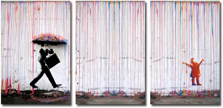 Youk Art Bansky Wall Art Y11 Grafitti There is Always Hope - Girl and red Heart Balloon - Street Art (Banksy B, 16x24inchx3panel)