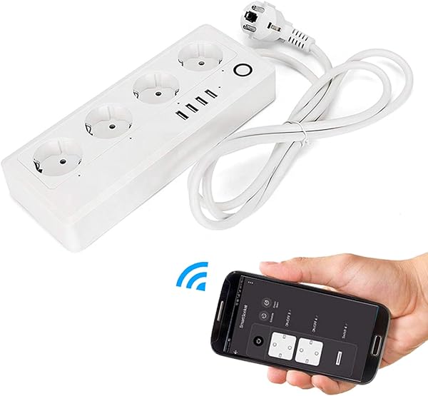 Walmeck WiFi Smart Power Strip Socket Tuya App Control remoto Compatible con Amazon Alexa Google Home Control de voz Interruptor de temporizador de enchufes mltiples Tomacorriente con 4 salidas de CA