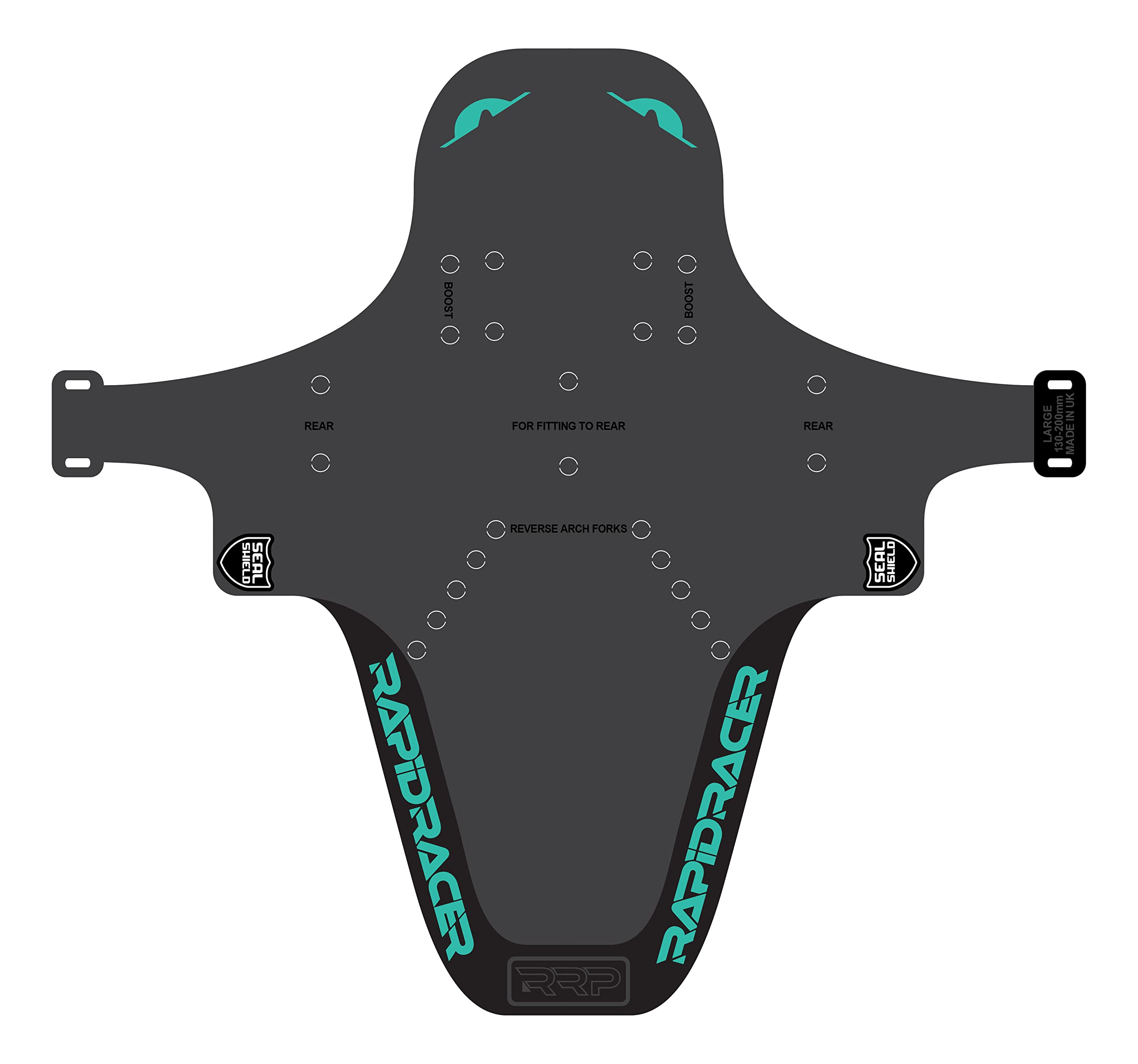 RRP Enduro Mudguard - Black/Turquoise, Large