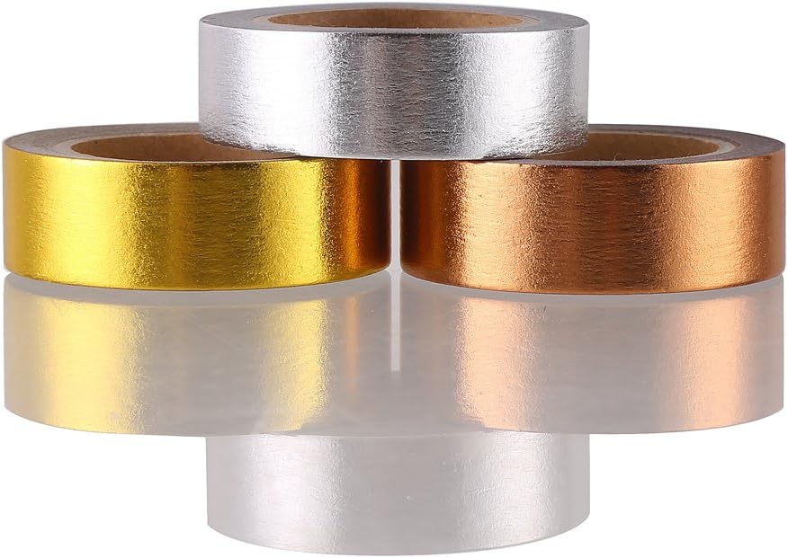 DECORA 3 Pieces Gold Washi Masking Tape Collection Premium DIY Arts & Crafts Tape and Gift Wrapping Supplies for Christmas and New Year Decoration