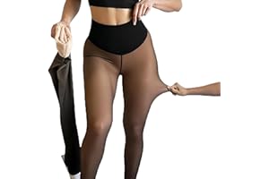 One-Seam Shaping Fleece Leggings, New Compression Band & One Seam Option, Women Translucent Fleece Lined Tights