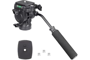 INNOREL Video Fluid Head Fluid Drag Pan Tilt Head with 1/4” Quick Release Plate Heavy Duty Video Camera Tripod Head for Canon Nikon Sony DSLR Cameras Camcorder Load up to 6.6 pounds/3 kilograms