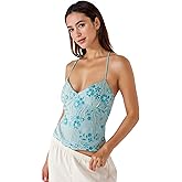 ZGMYC Women's Floral Beaded Sequin Cami Top Sexy Halter Low Cut Lace Up Tank Tops Sparkly Open Back Y2K Crop Top