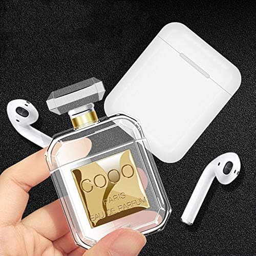 UR Sunshine AirPods Case, Luxury Creative Perfume Bottle Shape AirPods Case, Transparent Clear Soft TPU Silicone Case Cover Protective Skin for Apple AirPods-Coco