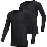 AYESZEQ 2 Pack Youth Boys & Girls Long Sleeve Compression Shirts Sports Base Layer for Kids Cold Gear