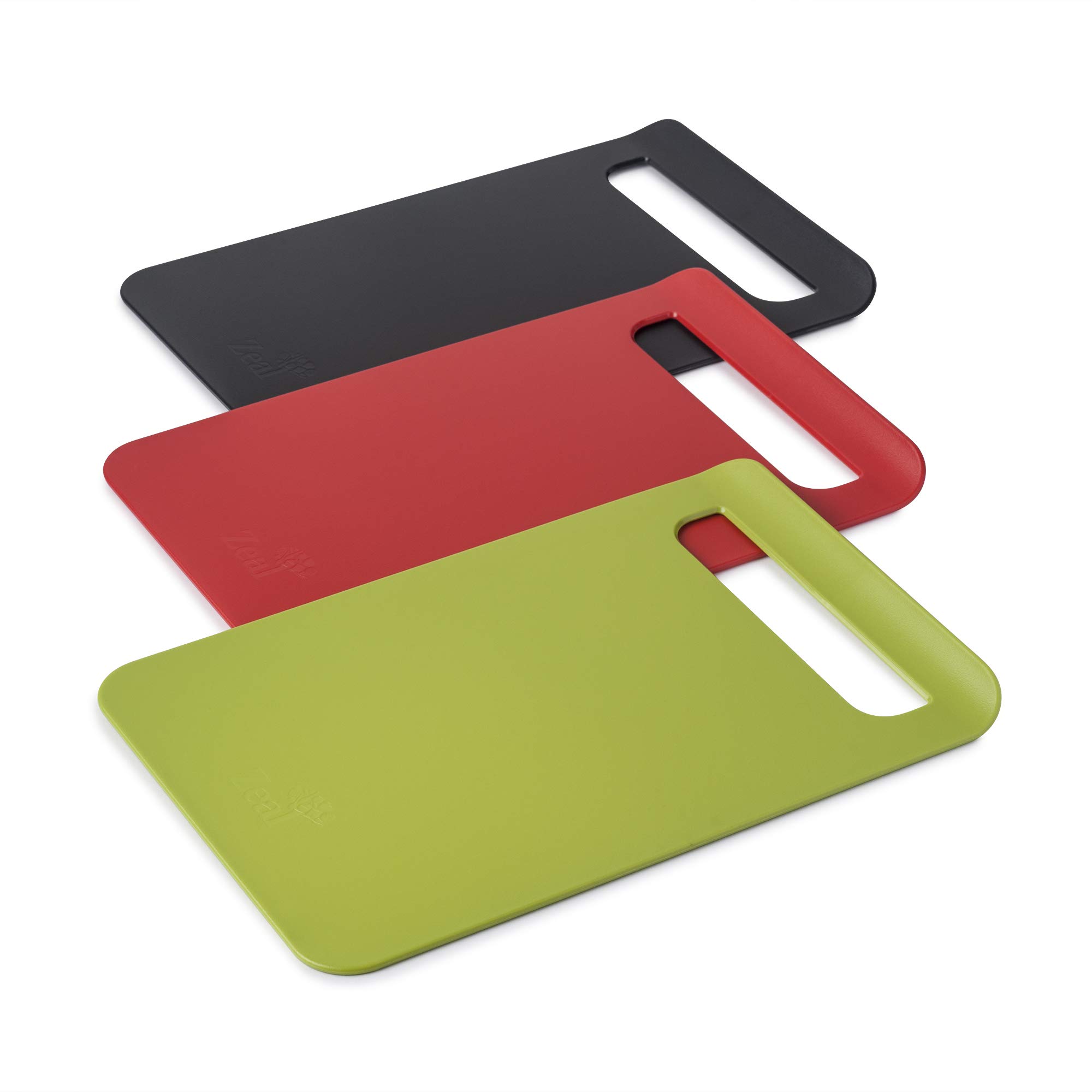 Zeal LSET13 Kitchen Slimline Chopping Board, Set of 3, 34x23cm (Red/Black/Lime), 34x23cm/Lime 34x23cm/Black