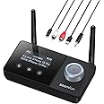 SOOMFON Dual Antenna Bluetooth Transmitter for TV Bluetooth 5.3 Audio Adapter 3-in-1 to 2 Headphone with LCD Display Volume Control Optical AUX RCA for TV Home Stereo Speaker