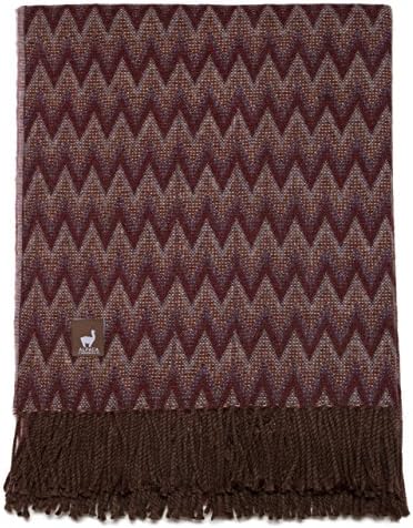 Alpaca Carrasco Chevron Alpaca Acrylic Blend Throw - Blanket - Burgundy -Soft, Lightweight, Versatile in Assorted Colors