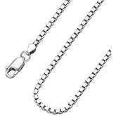 Lattd Box Chain Sterling Silver Box Chain Necklace for Men 0.8mm 1mm 1.5mm 2mm 3mm Italian Chain for Men Women