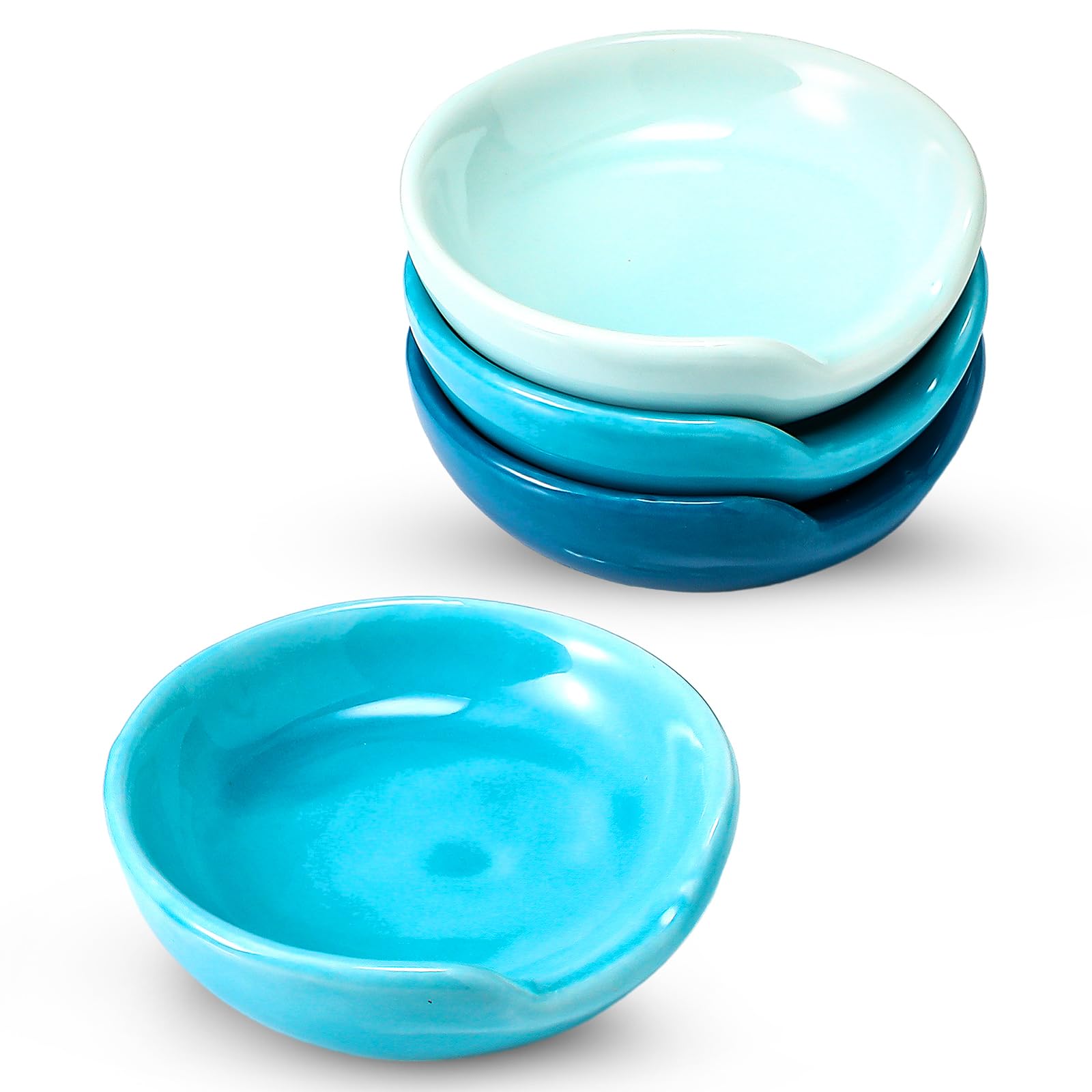 Photo 1 of **MISSING 2** Boao 2.7 Inches Mini Ceramic Spoon Rests, Gold Rim Kitchen Spoon Rests, Mini Cooking Spoon Holder for Stove Top Countertop, Teaspoon Rest, Coffee Stir Spoon Rest (Blue, 2 Pieces)