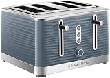 Russell Hobbs Inspire 4 Slice Toaster Grey 1800W Extra Wide Slots 6 Browning