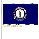 Kentucky State Flag 3x5 Outdoor Double Sided KY State Flag Heavy Duty Vivid Colors State of Kentucky Flags 3 Ply with Durable Canvas Header and 2 Brass Grommets