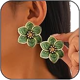 Flower Earrings for Women Elegant Green Floral Earrings Lightweight Fashion Floral Statement Jewelry Gifts for Party