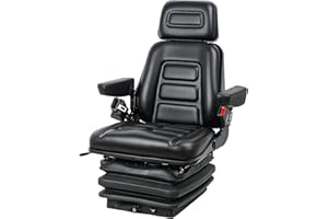 TICSEA Universal Tractor Suspension Seat with Adjustable Angle Back,Armrest And Safety Belt,for Linde Forklift Tractor,Excavator Skid Loader Backhoe Dozer Telehandler